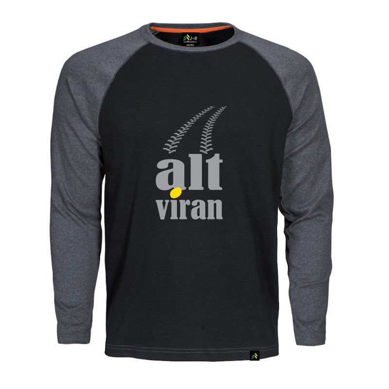 Langarm T-Shirt "alt viran" in schwarz/grau XS